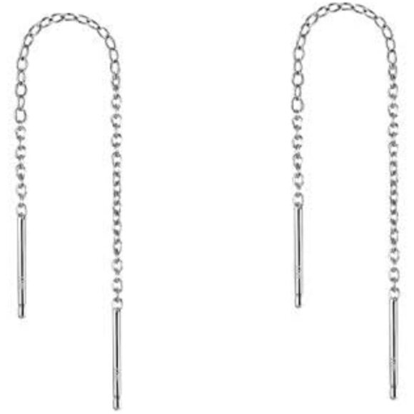 Elegantly Hanging Threader Earrings in Sterling Silver - Hypoallergenic Design